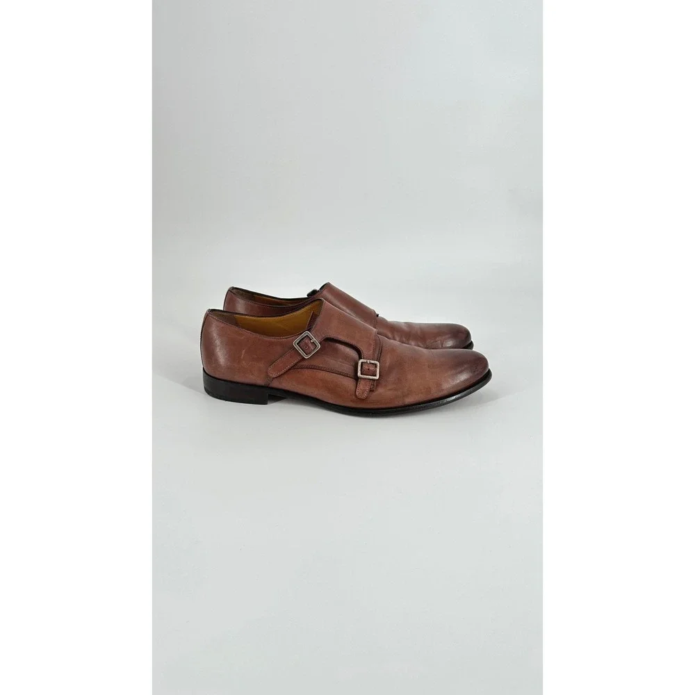 Paul Evans Poitier Mens Brown Leather Double Monk Strap Loafers Dress Shoes 9.5